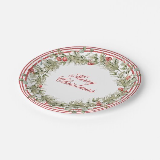 Vrolijk kerstfeest met kerstvakantie papieren bordje (Gekanteld)