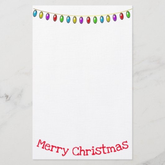 Vrolijk kerstfeest met kerstverlichting briefpapier (Voorkant)