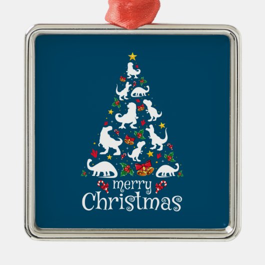 Vrolijk kerstfeest met Kinder jongens met Rex Metalen Ornament (Voorkant)