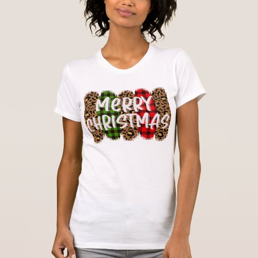 VROLIJK KERSTFEEST MET KLEURRIJKE BORSTELS T-SHIRT (Voorkant)