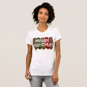 VROLIJK KERSTFEEST MET KLEURRIJKE BORSTELS T-SHIRT (Voorkant volledig)