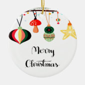 Vrolijk kerstfeest met kleurrijke sterren keramisch ornament (Voorkant)