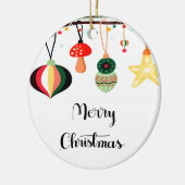 Vrolijk kerstfeest met kleurrijke sterren keramisch ornament (Links)