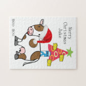 Vrolijk kerstfeest met Koe op kerstmis met Puzzle Legpuzzel (Horizontaal)