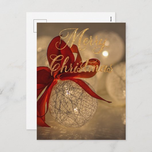 Vrolijk kerstfeest met lichte ballen feestdagenkaart (Voorkant / Achterkant)