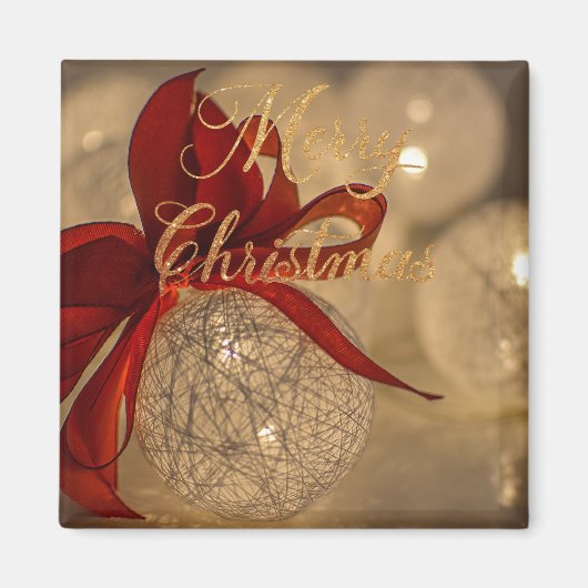 Vrolijk kerstfeest met lichte ballen magneet (Voorkant)