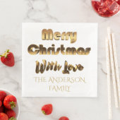 Vrolijk kerstfeest met liefde Elegant Chic Gold Servet (Insitu)