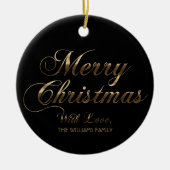 Vrolijk kerstfeest met liefde Naam zwart en goud t Keramisch Ornament (Voorkant)