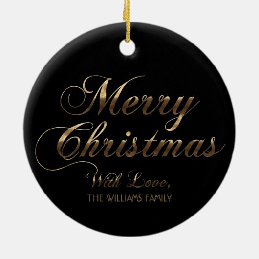 Vrolijk kerstfeest met liefde Naam zwart en goud t Keramisch Ornament (Achterkant)