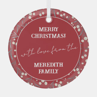 Vrolijk kerstfeest met liefde Personaliseer orname Glas Ornament