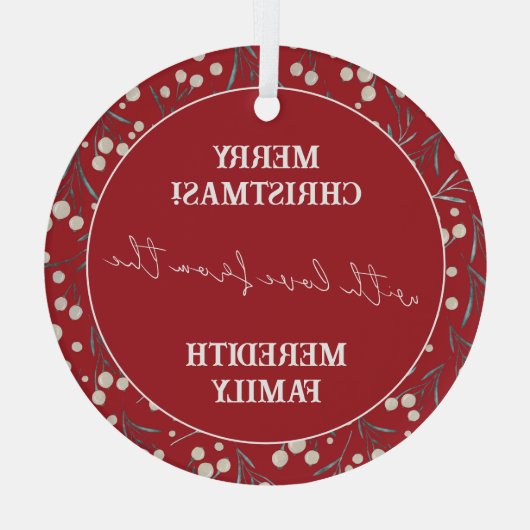 Vrolijk kerstfeest met liefde Personaliseer orname Glas Ornament (Achterkant)