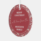 Vrolijk kerstfeest met liefde Personaliseer orname Glas Ornament (Voorkant links)