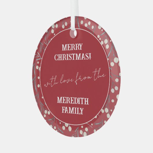 Vrolijk kerstfeest met liefde Personaliseer orname Glas Ornament (Voorkant links)