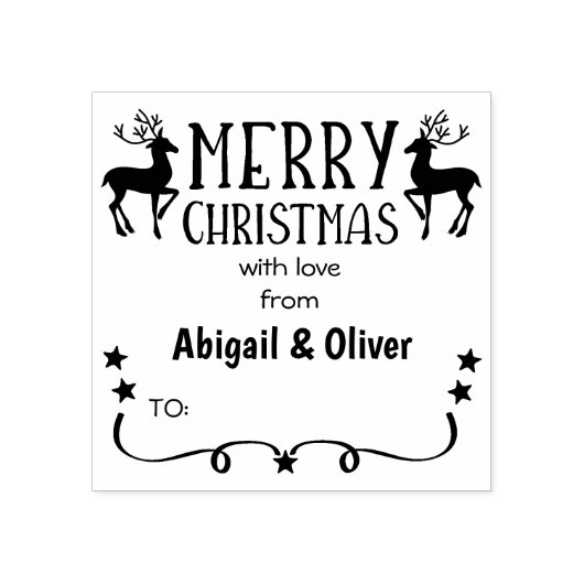 Vrolijk kerstfeest met liefde van (gebruikelijk) p rubberstempel (Afrduk)