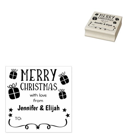 Vrolijk kerstfeest met liefde van (gebruikelijk) p rubberstempel (Gestempeld)