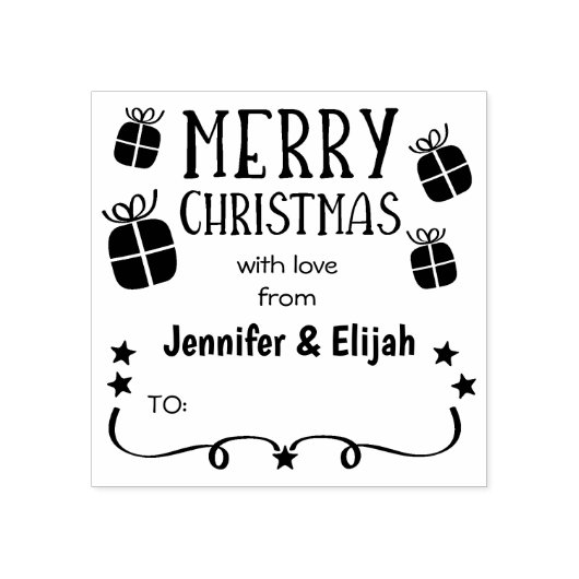 Vrolijk kerstfeest met liefde van (gebruikelijk) p rubberstempel (Afrduk)