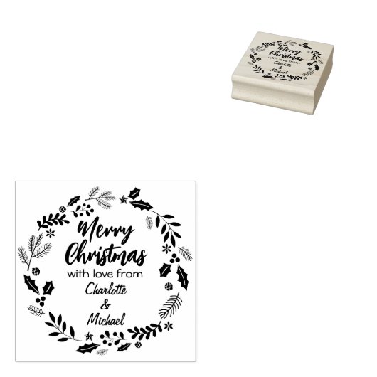 Vrolijk kerstfeest met liefde van (gebruikelijk), rubberstempel (Gestempeld)