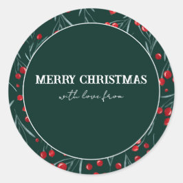 Vrolijk kerstfeest met liefde van... ronde sticker