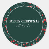 Vrolijk kerstfeest met liefde van... ronde sticker (Voorkant)