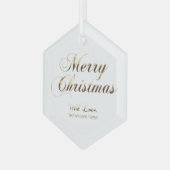 Vrolijk kerstfeest met liefde Voeg naam goud en wi Glas Ornament (Voorkant links)