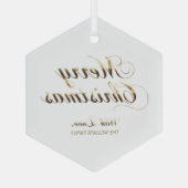 Vrolijk kerstfeest met liefde Voeg naam goud en wi Glas Ornament (Achterkant)