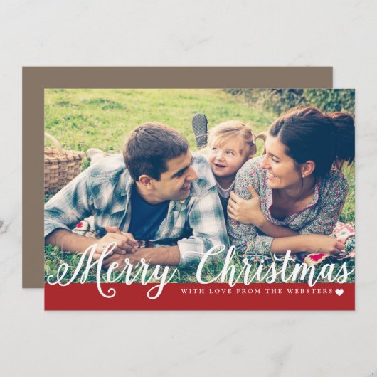 Vrolijk kerstfeest met liefdesfotofeestdag feestdagenkaart (Voorkant / Achterkant)