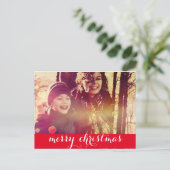 Vrolijk kerstfeest met liefdesfotofeestdag feestdagenkaart (Staand voorkant)