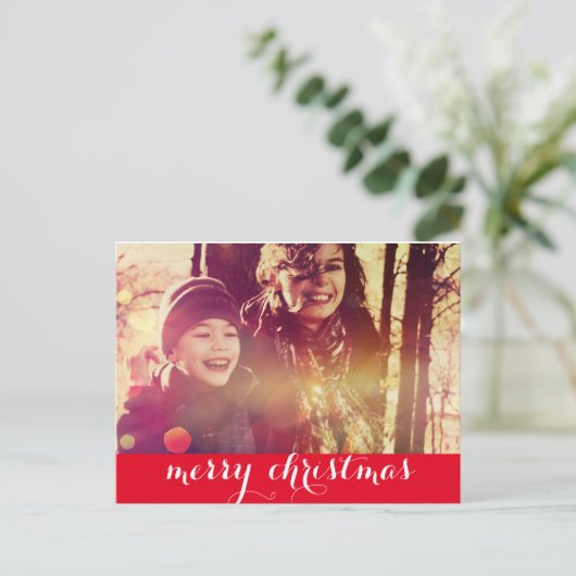 Vrolijk kerstfeest met liefdesfotofeestdag feestdagenkaart (Staand voorkant)