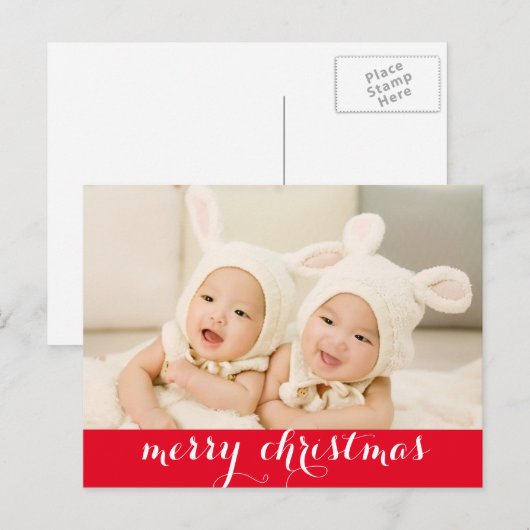 Vrolijk kerstfeest met liefdesfotofeestdag feestdagenkaart (Voorkant / Achterkant)