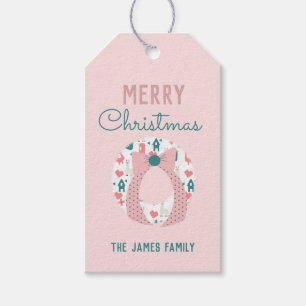 Vrolijk kerstfeest met Llama Pattern Cadeaulabel