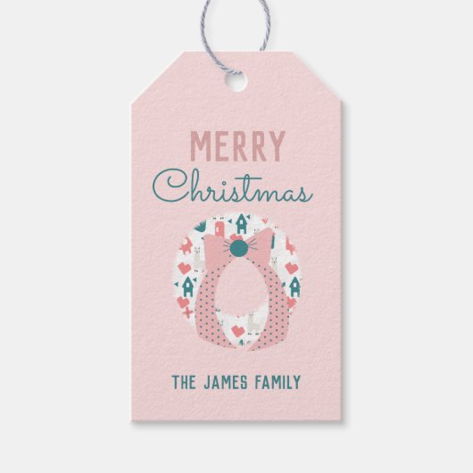 Vrolijk kerstfeest met Llama Pattern Cadeaulabel (Voorkant)