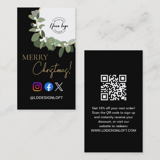 Vrolijk Kerstfeest met logo Speciale Korting Vakan Visitekaartje (Voorkant / Achterkant)