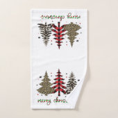 Vrolijk kerstfeest met luipaard en plaid gedrukt bad handdoek (Handdoek)
