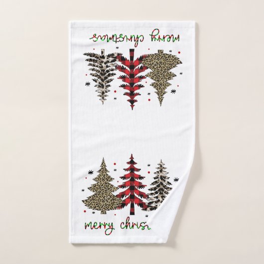 Vrolijk kerstfeest met luipaard en plaid gedrukt bad handdoek (Handdoek)