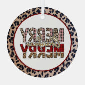 Vrolijk kerstfeest met luipaard en plaid print glas ornament (Achterkant)