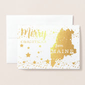 Vrolijk kerstfeest met Maine State Photo Folie Car Kaarten (Voorkant met envelop)