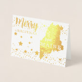 Vrolijk kerstfeest met Maine State Photo Folie Car Kaarten (Voorkant)