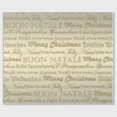 Vrolijk kerstfeest met meerdere talen Gold Cadeaupapier (Vlak)