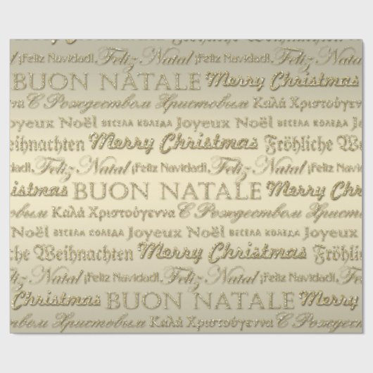 Vrolijk kerstfeest met meerdere talen Gold Cadeaupapier (Vlak)