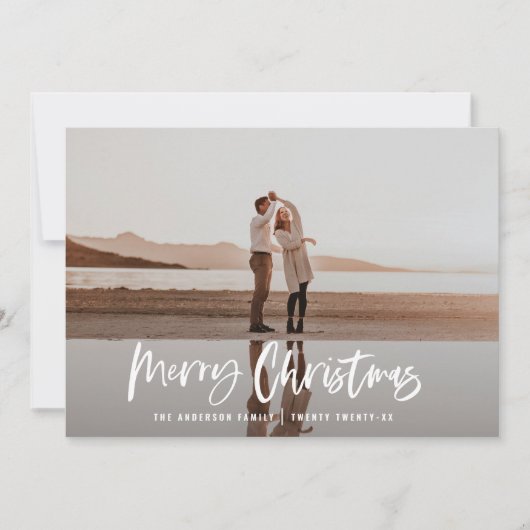 Vrolijk kerstfeest met minimaal 1 foto groen feestdagenkaart (Voorkant)