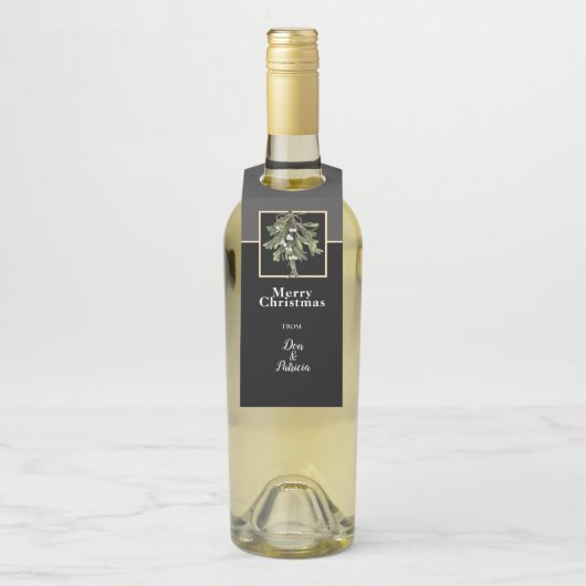 Vrolijk kerstfeest met Mistletoe Flessenhanger (Op fles)