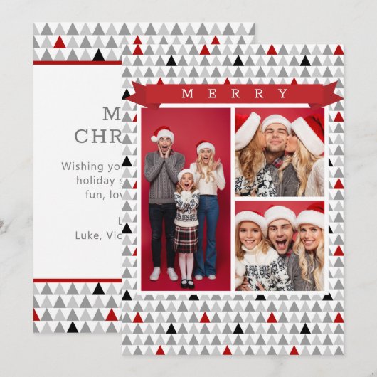 Vrolijk kerstfeest met modern boompatroon 3 Foto (Voorkant / Achterkant)