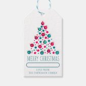 Vrolijk kerstfeest met moderne sierboom cadeaulabel (Voorkant)