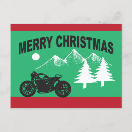 Vrolijk kerstfeest met motor en bergen briefkaart