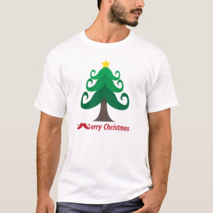 Vrolijk kerstfeest met Mustache-kerstboom T-shirt