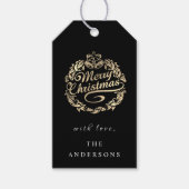 Vrolijk kerstfeest met naam Wreater Royal Black Go Cadeaulabel (Voorkant)