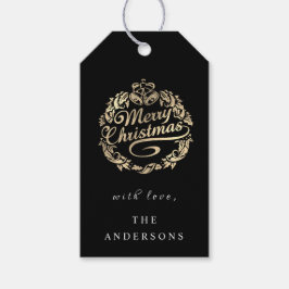 Vrolijk kerstfeest met naam Wreater Royal Black Go Cadeaulabel