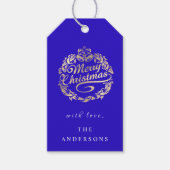 Vrolijk kerstfeest met naam Wreater Royal Blue Gol Cadeaulabel (Voorkant)