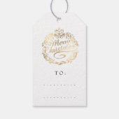 Vrolijk kerstfeest met naam Wreater Royal Blue Gol Cadeaulabel (Achterkant)