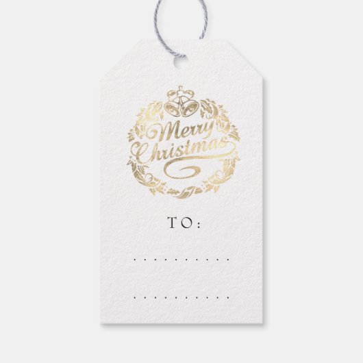 Vrolijk kerstfeest met naam Wreater Royal Blue Gol Cadeaulabel (Achterkant)